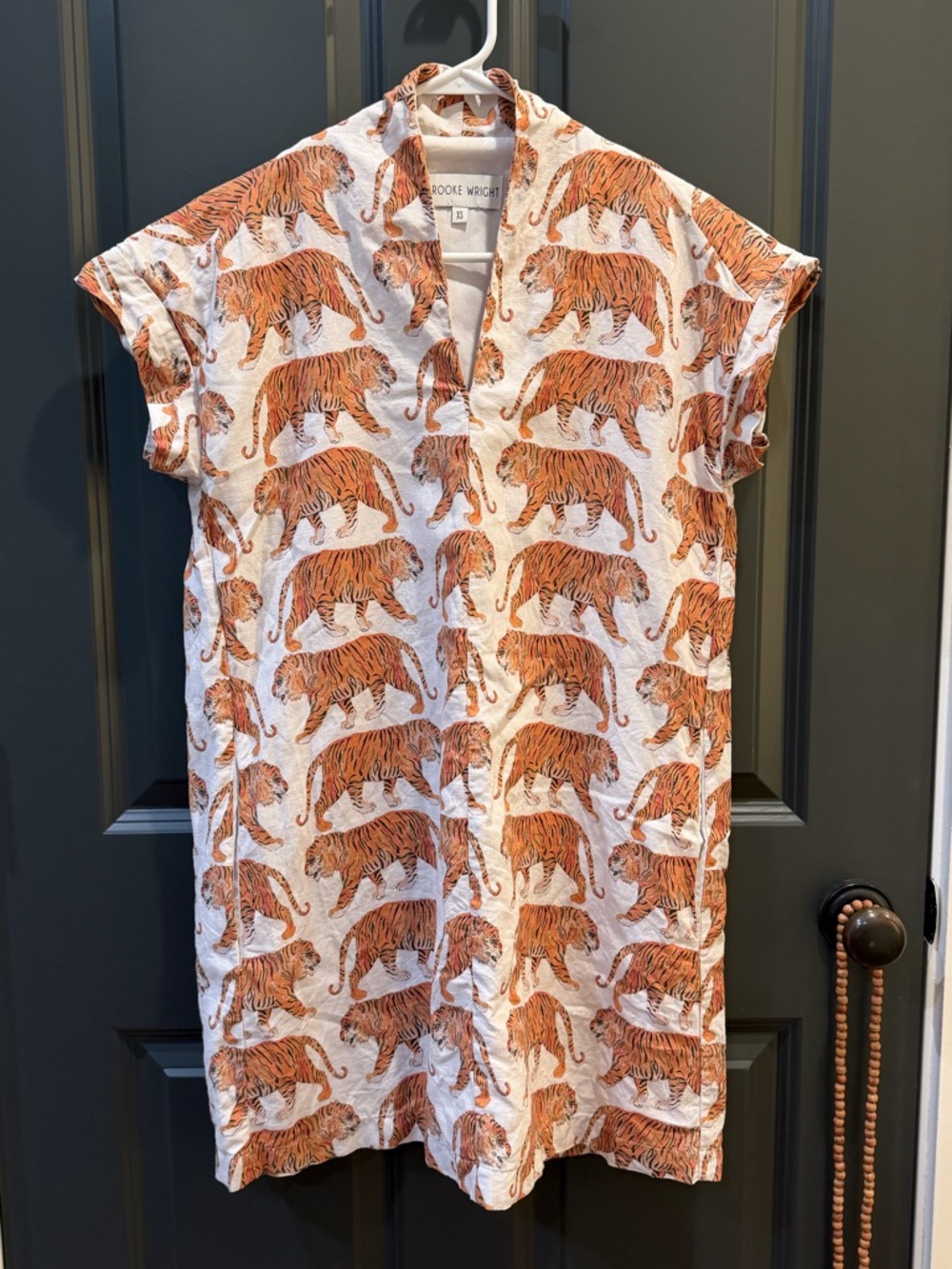 Brooke Wright Nancy Tiger Dress XS Orange Tiger Lined Pockets Shift Game Day